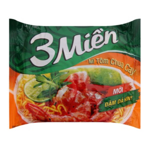 ( HSDThùng 30 gói mì 3 miền tôm chua cay( 30 gói x 65g)