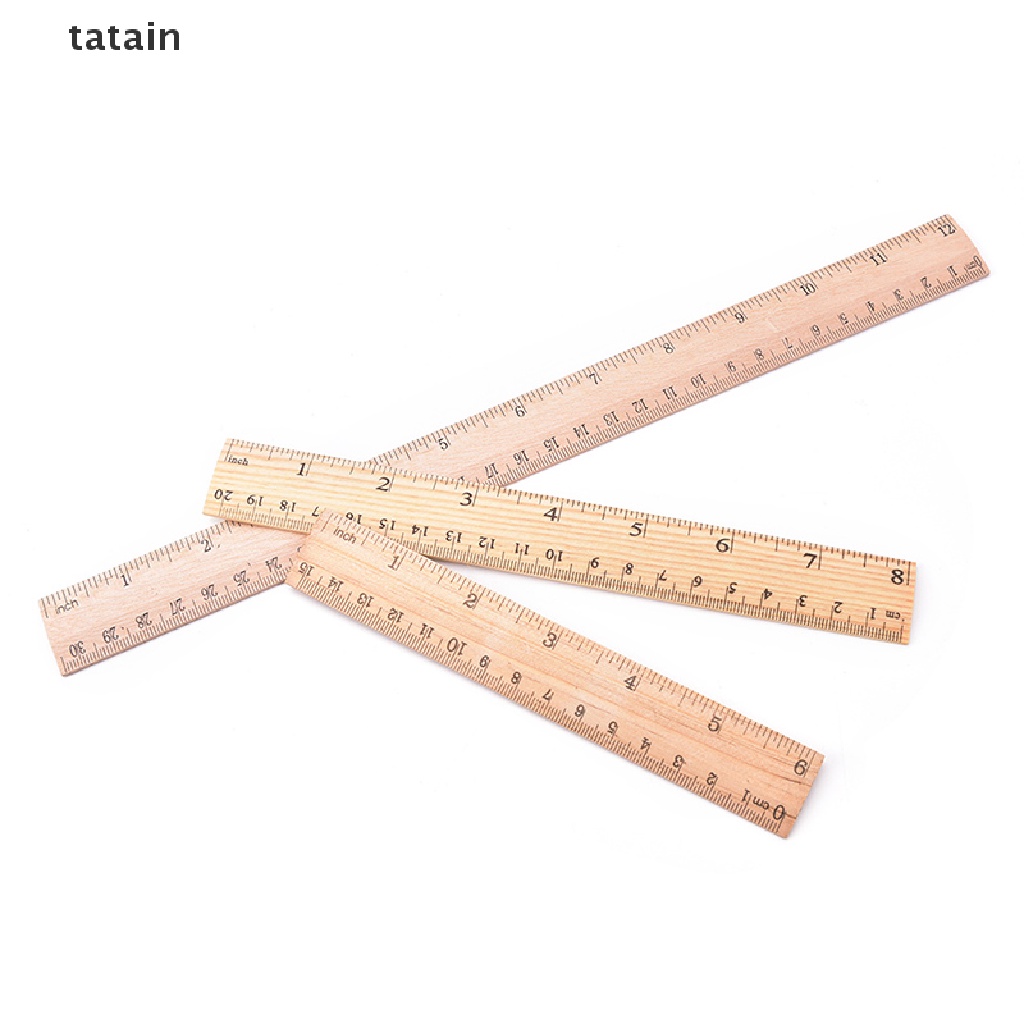 [TAT]  Double Side Wooden Ruler Wood Carpenter Inch Scales &amp; Metric Scales Tools 1pc CVX