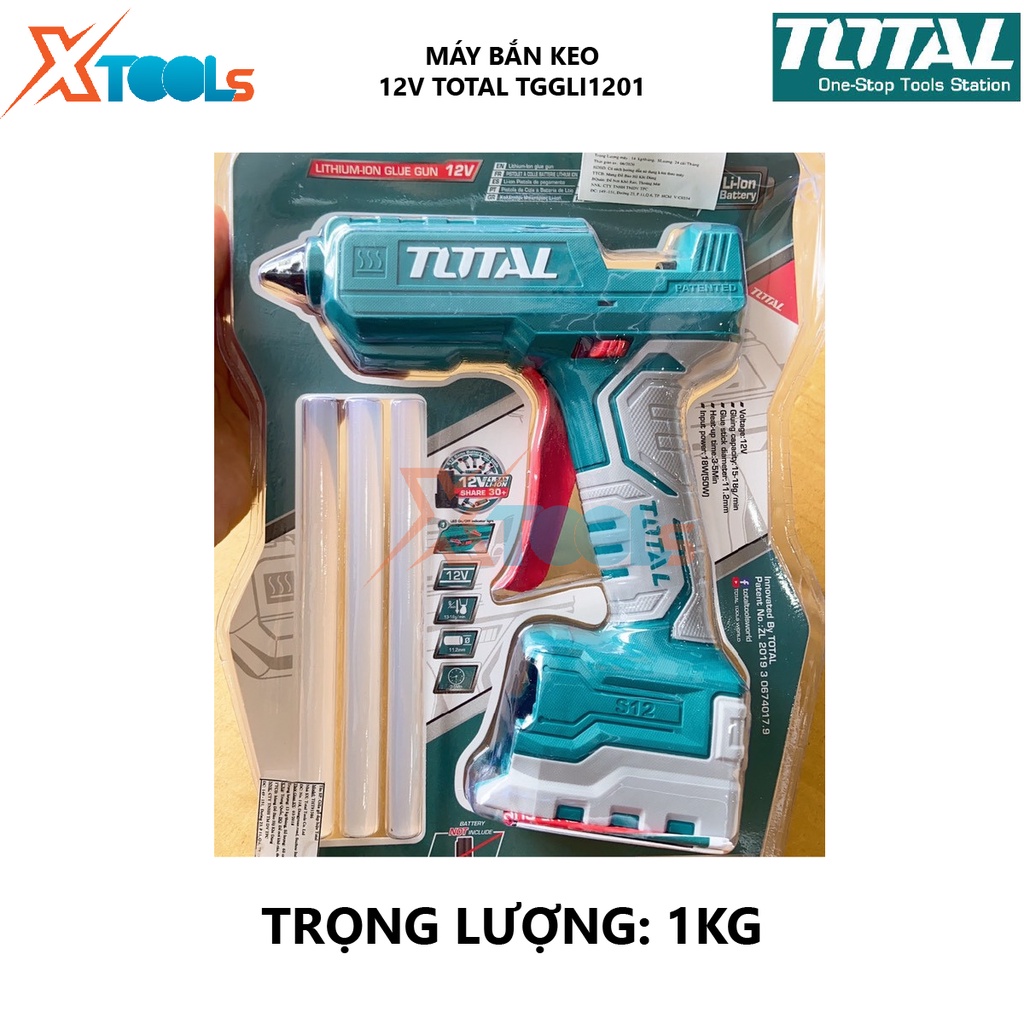 Súng bắn keo dùng pin Total TGGLI1201 KHÔNG KÈM PIN VÀ SẠC, Đường kính keo dính 11,2mm chính hãng [XTOOLs][XSAFE]
