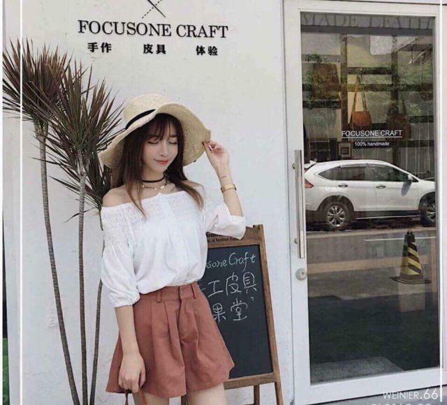 [FOLLOW SHOP săn deal 3K 7.3] Áo thun bo gân trễ vai (HÌNH THẬT)