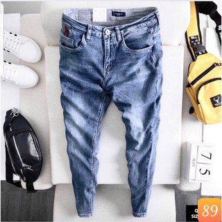 Quần jean nam xanh đậm trơn không rách gối chất bò cao cấp co dãn 4 chiều cực đẹp, quần rin nam đẹp 3D47 MẪU MỚI