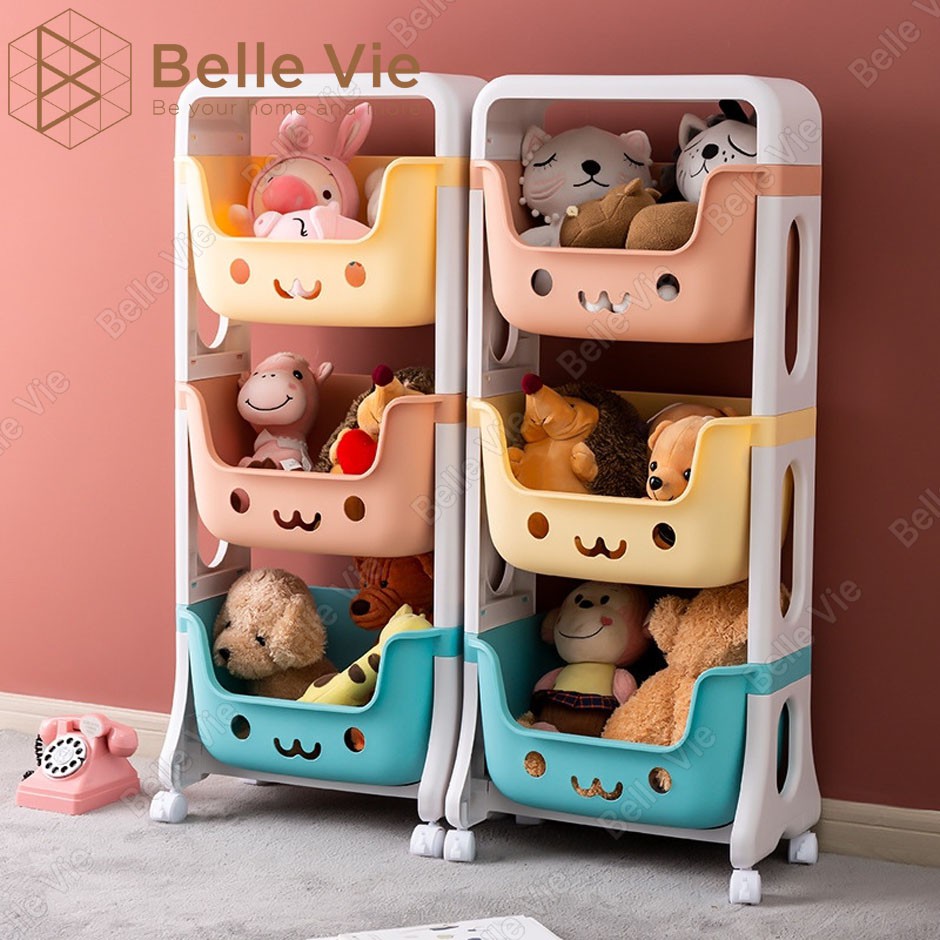 Kệ Để Đồ Nhựa 3 Tầng BELLEVIE Kệ Nhựa Có Bánh Xe Hiện Đại Thông Minh Dễ Dàng Lắp Ráp - KN3T