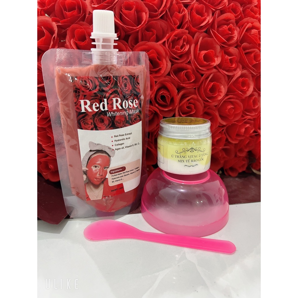 Combo ủ trắng vitac 2 tầng mix tế bào gốc+ huyết hoa hồng( tặng thìa)