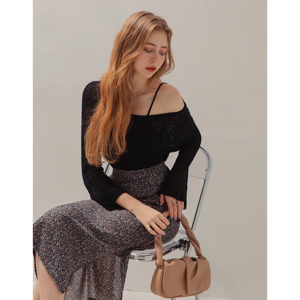 Áo len móc xuyên thấu tay loe nữ Air Space 2110121003 | BigBuy360 - bigbuy360.vn