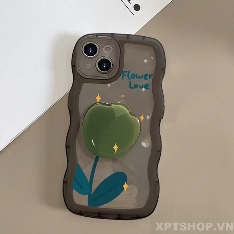 Ốp Điện Thoại Silicone Nhám Chống Sốc Toàn Diện In Hình Hoa tulip Có Giá Đỡ Cho iPhone 14 Pro Max 13 Pro Max 12 Pro Max 11 Pro Max