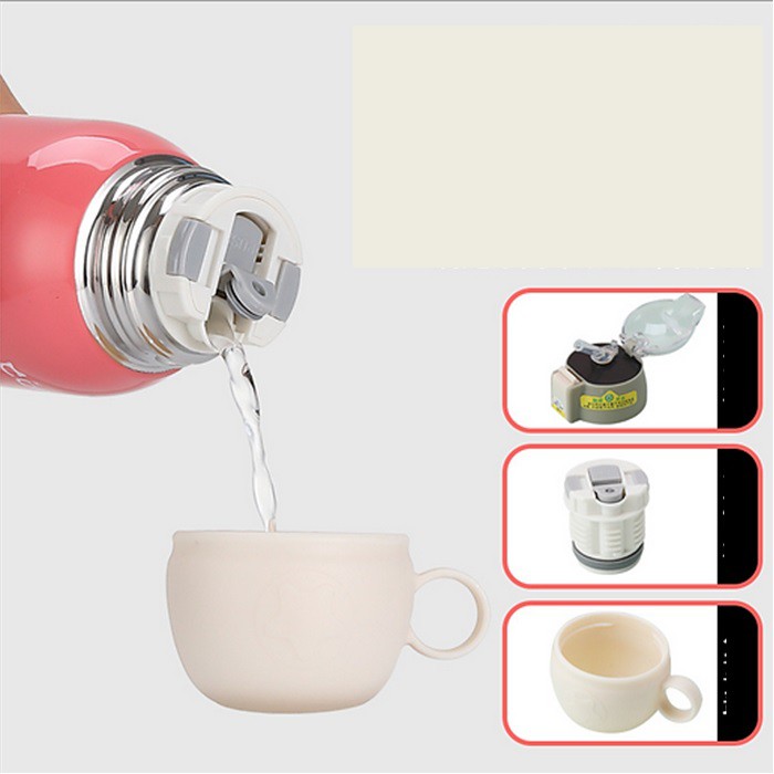 Bình nước giữ nhiệt 2 trong 1 cho bé Bình nước trẻ em có hiển thị nhiệt độ 500ml kèm túi đựng