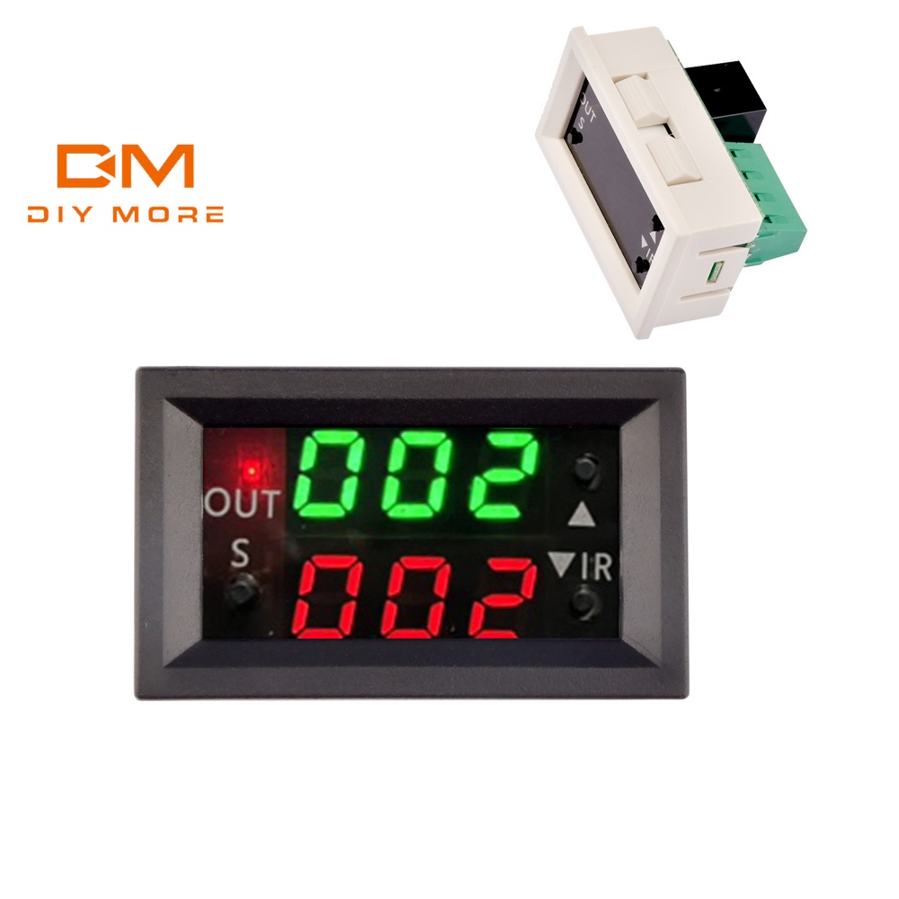 DIYMORE Mô đun hẹn giờ kỹ thuật số DC 12V 20A chu kỳ hiển thị LED 0-999 chuyển tiếp độ trễ có thể điều chỉnh rơle