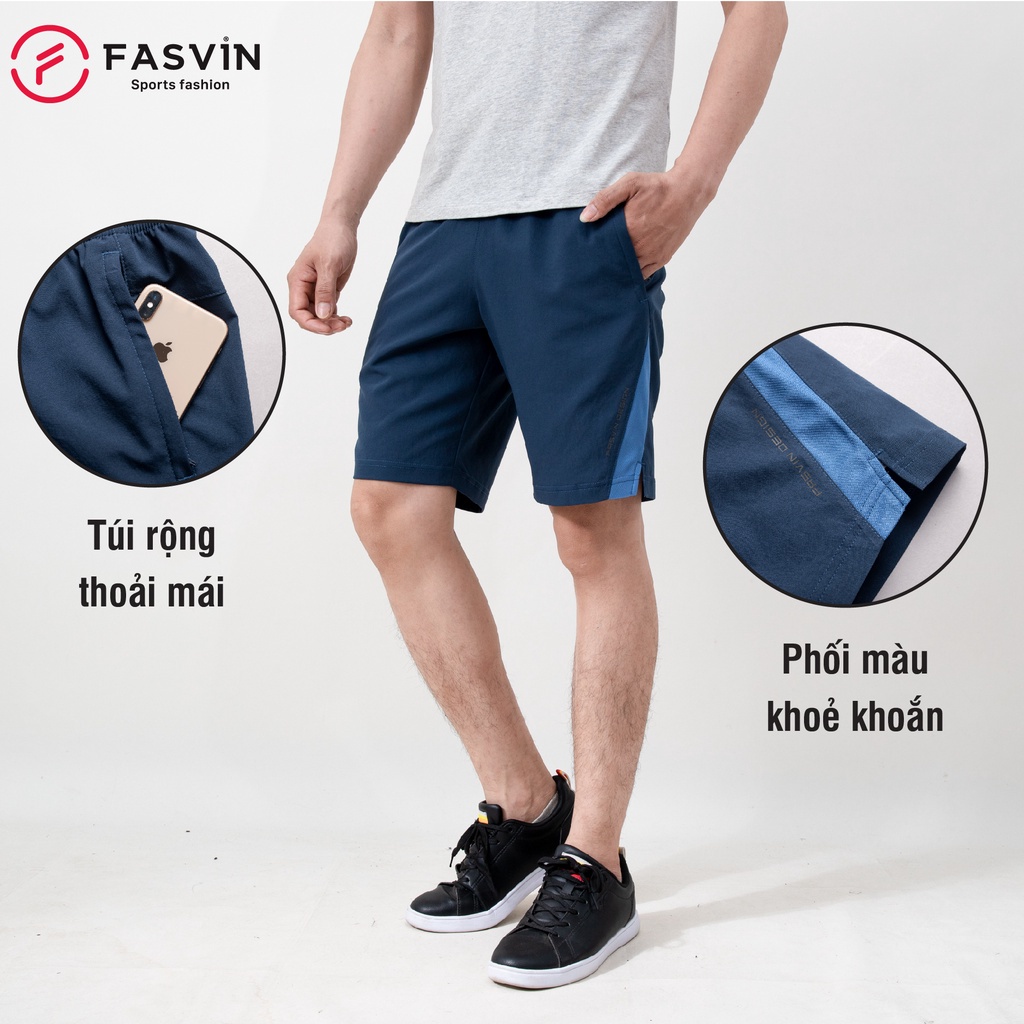 Quần Đùi Nam FASVIN Vải Gió Nhẹ Mát Hàng Nhà Máy Chất Lượng Cao Thể Thao Hay Mặc Nhà Q22508.SG