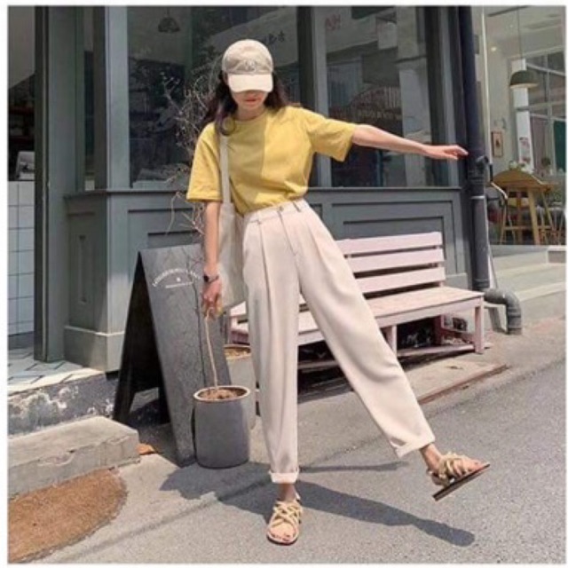 QUẦN TÂY FORM BAGGY QUẢNG CHÂU CHẤT KAKI DÀY DẶN SAU LƯNG BO CHUN ỐNG SUÔNG (kèm ảnh trải sàn )