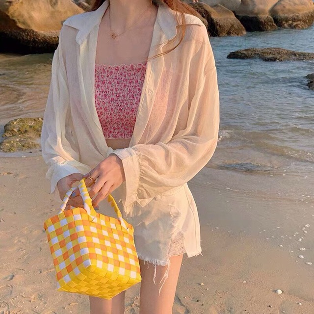 Áo khoác voan mỏng ulzzang - sơmi giấy đi biển (hình shop tự chụp/sẵn) | BigBuy360 - bigbuy360.vn