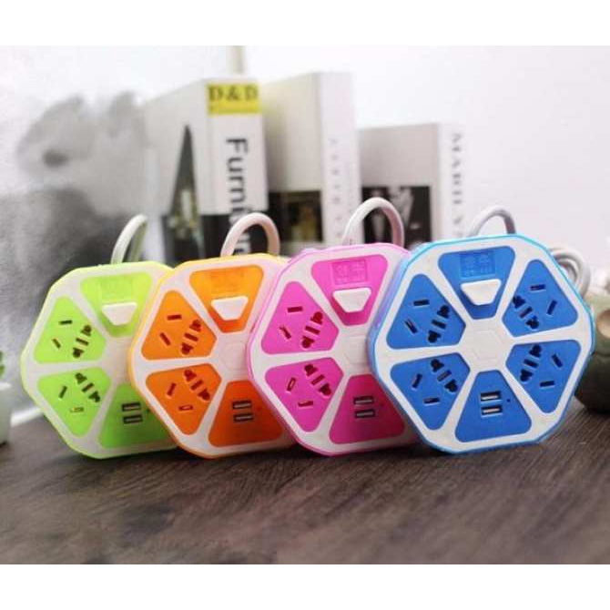 Ổ Điện Hình Trái Cam 4 Phích Cắm 2 Cổng USB