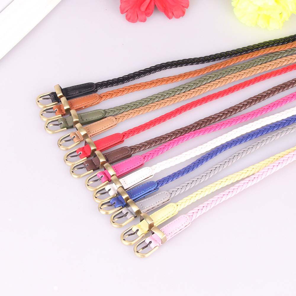 Thắt lưng dây bện khóa kim loại mỏng nhiều màu phong cách cổ điển cho nữ