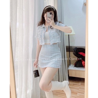 Set dạ tay ngắn (xanh; hồng)