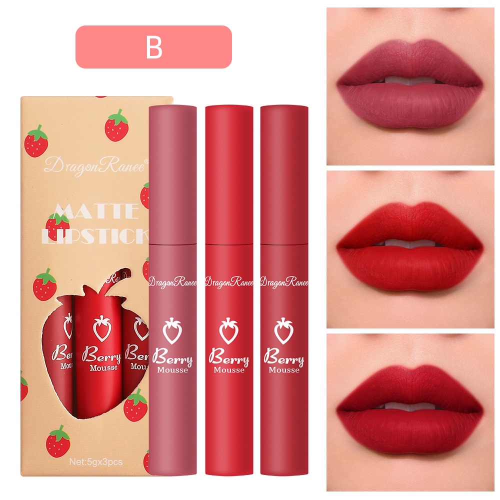 Bộ 3 Son Môi Dạng Bút Chống Thấm Nước Không Dính Ly Lâu Trôi