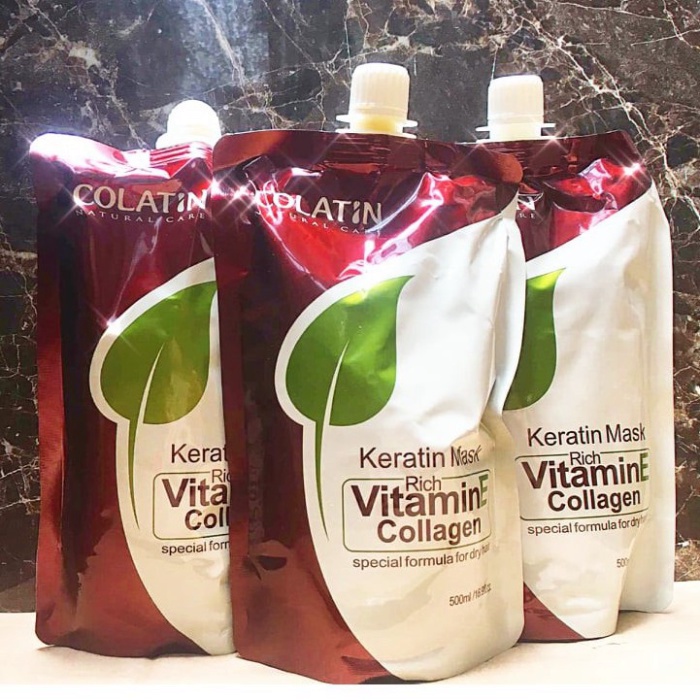 Dầu hấp, ủ tóc COLATIN Collagen Bổ sung Vitamin E giúp dưỡng ẩm và chống oxy hóa cho tóc dạng túi 500ml