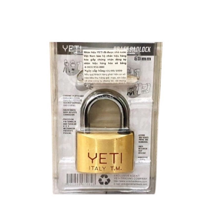 Ổ khoá đồng thau ổ khóa cửa yeti italy cao cấp 2 kích cỡ 50mm và 60mm