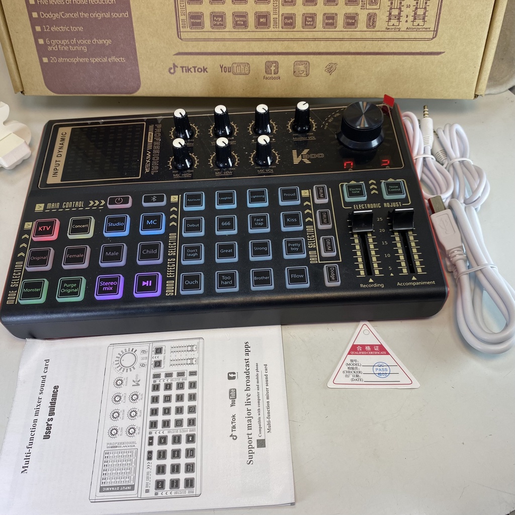 Sound Card Livestream K300 bản Mới Nhất Đẹp Nhất, Âm Thanh Đỉnh, Kết Nối Bluetooth