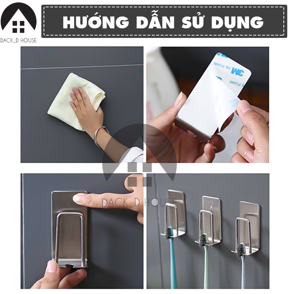 Giá treo bàn chải đánh răng INOX 304 Dack D House, có kèm keo 3M dán siêu chắc chắn, gia dụng thông minh