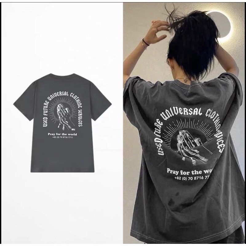 Áo thun ufu unisex, áo thun nam nữ màu xám form rộng