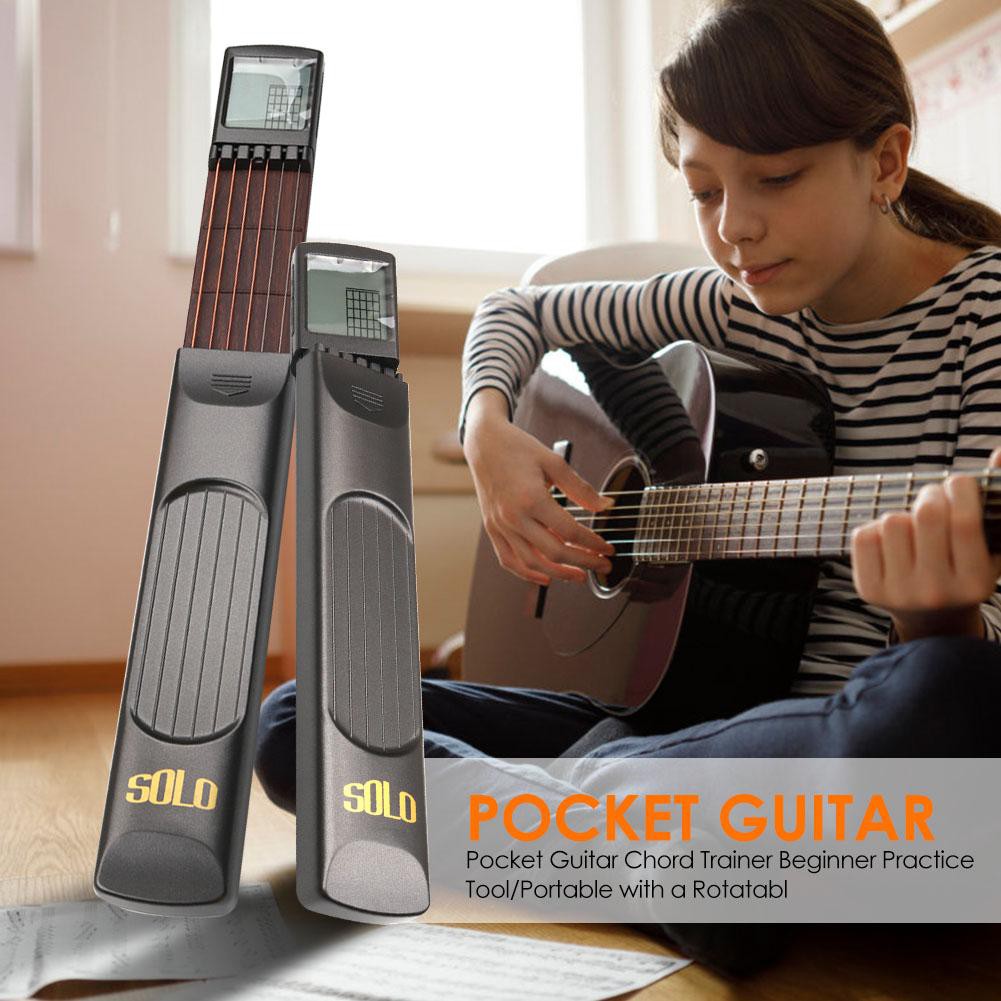 🌟Portable Pocket Guitar 6 Strings Trainer with Chord Chart Screen Practice