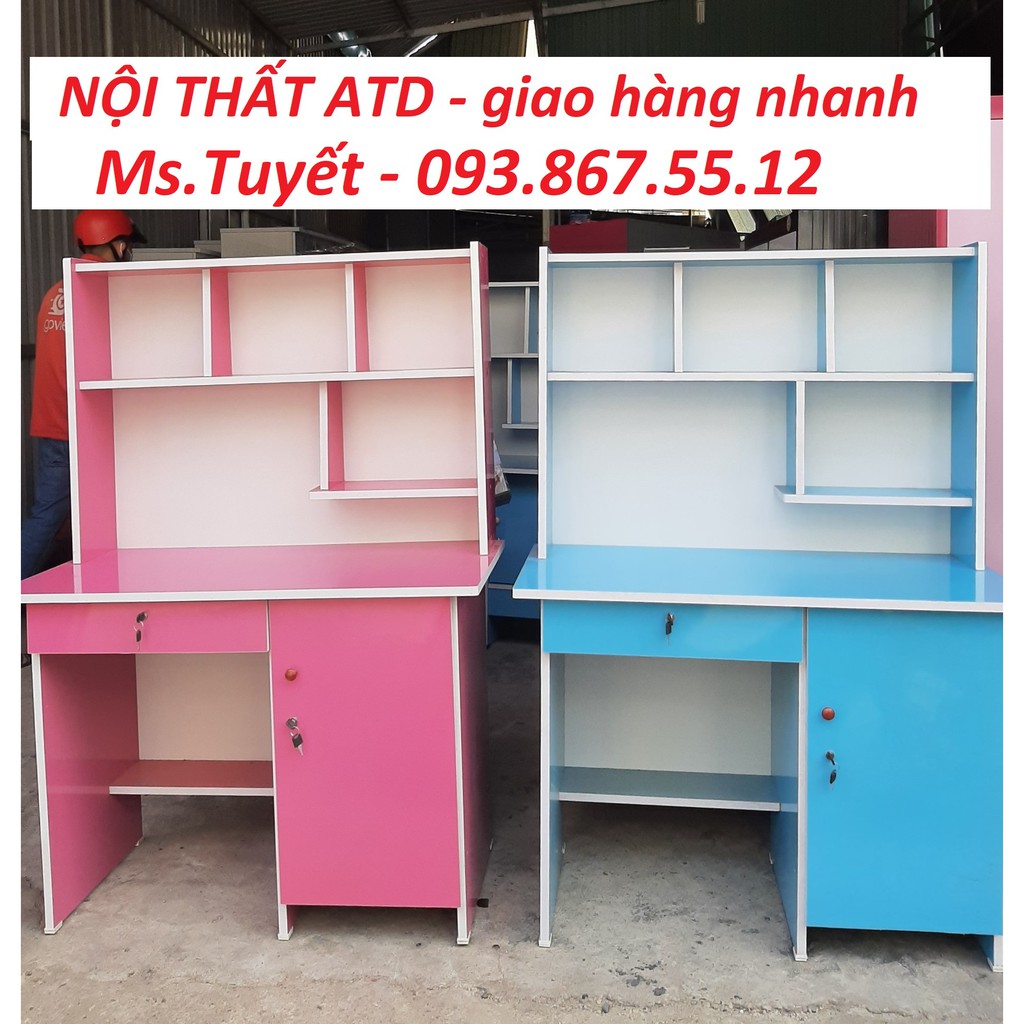 BÀN HỌC SINH VÁN ÉP LIỀN KỆ, TẶNG KÈM HÌNH DÁN CHO BÉ YÊU | BigBuy360 - bigbuy360.vn