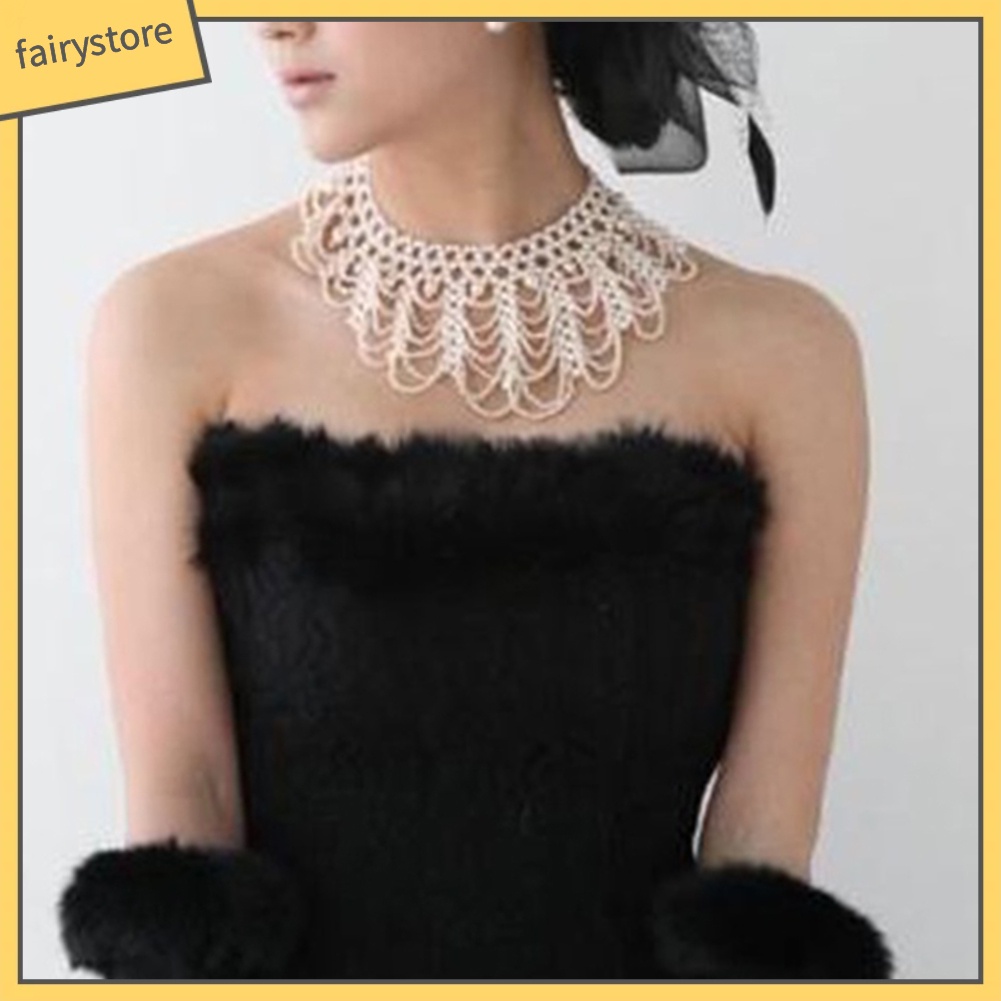 Vòng cổ statement ngọc trai giả thanh lịch cho nữ