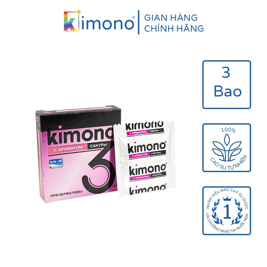 Bao Cao Su Kimono Hồng Rose, Siêu Mỏng, Xuất xứ Nga (Hộp 12C, 3C)