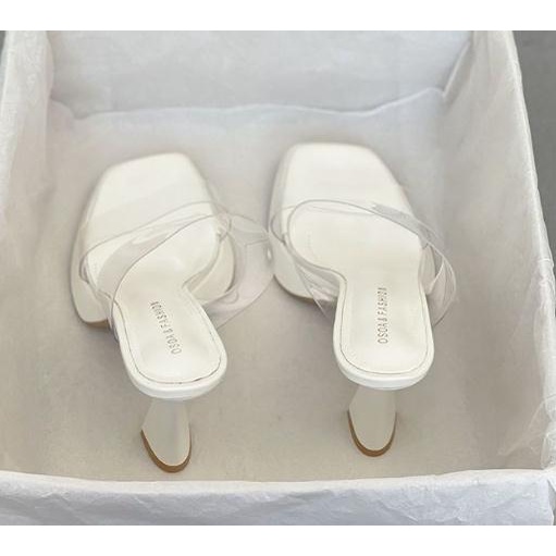 Dép Cao Gót Quai Ngang Trong Suốt Đế Dày Thời Trang Mùa Hè 2022 Cho Nữ