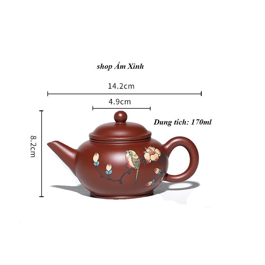 Ấm Tử Sa Nghi Hưng Thủy Bình 170 ml (Đại Hồng Bào, Lọc Tổ Ong)