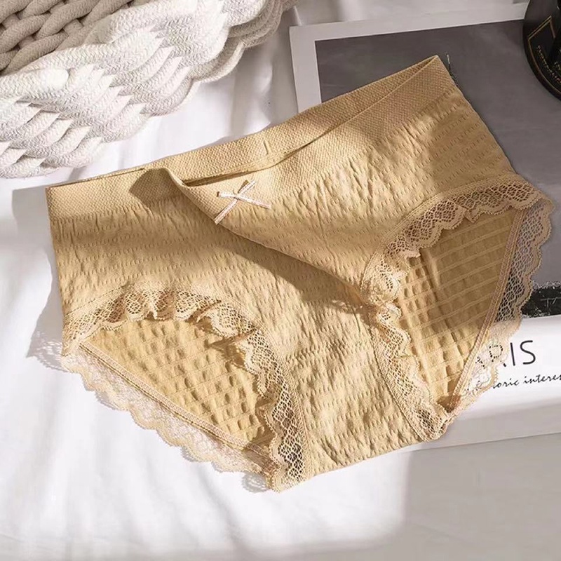 Quần Lót Cotton Phối Ren Không Đường May Quyến Rũ Thoáng Khí Thoải Mái Cho Nữ