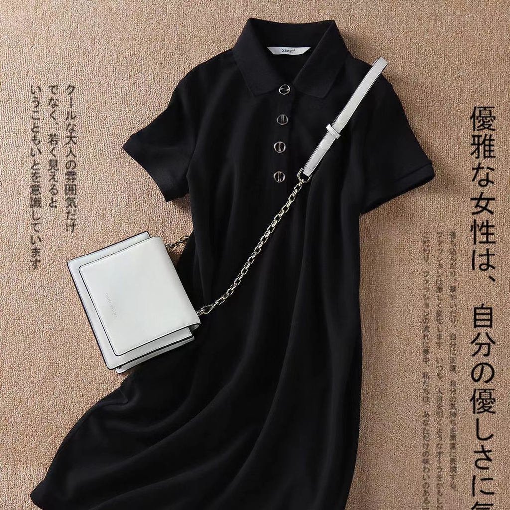 Đầm Thể Thao Tay Ngắn Cổ POLO Phong Cách Thời Trang Hàn Quốc Mới 2022