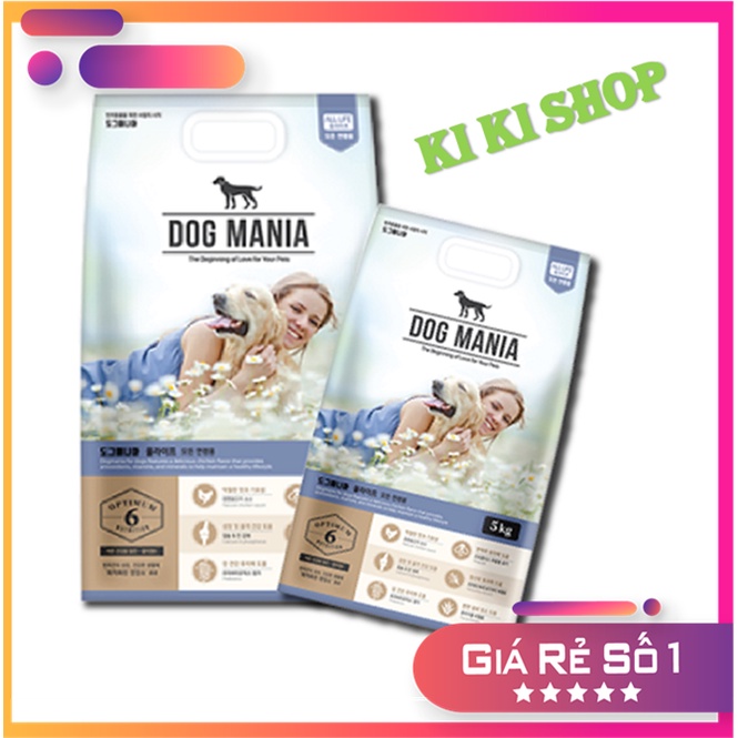 Thức ăn hạt cho chó trên 1 tuổi DOG MANIA 5kg- giảm mùi hôi của phân, nguyên liệu cao cấp