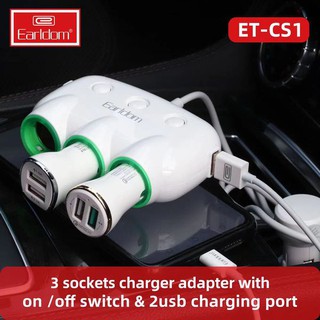 Bộ Chia Tẩu Sạc Ô Tô Earldom ES CS1, Củ cóc xạc xe hơi nhiều cổng dùng cho mọi loại xe tải, xe con