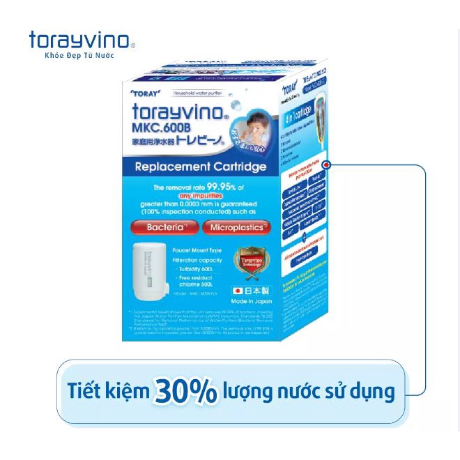 Combo 2 Bộ Lọc Thay Thế MKC.600B Torayvino Công Suất 600 Lít, Uống Trực Tiếp Tại Vòi,Sạch Khuẩn Chuẩn Quốc Tế