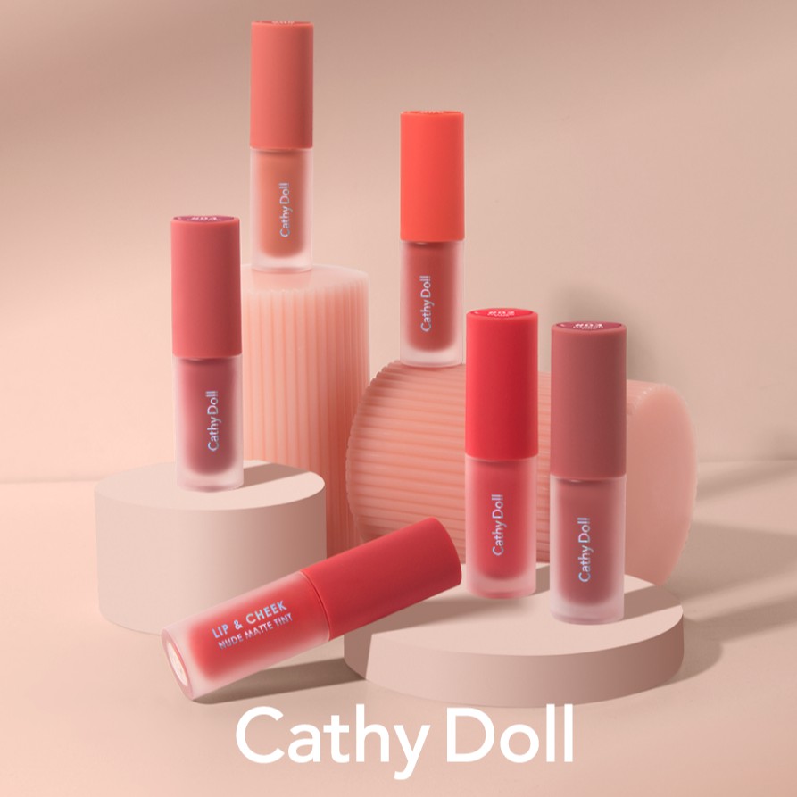 Son kem và má hồng Cathy Doll Lip & Cheek Nude Matte Tint 3.5g