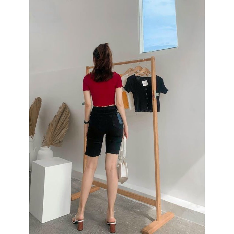 Áo croptop nút thun gân loại 1 đẹp xuất sắc | BigBuy360 - bigbuy360.vn