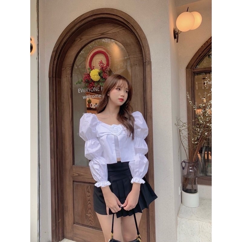 Áo croptop nơ bản to (kèm ảnh thật)