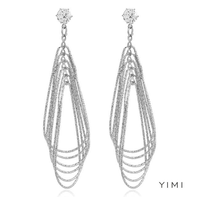 Khuyên Tai Kim Loại Dáng Dài Nhiều Lớp Hình Giọt Nước Phong Cách Retro