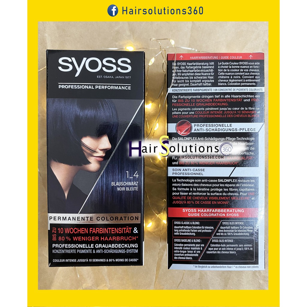 Thuốc nhuộm tóc SYOSS xanh dương đen 1-4 , syoss 3-44 - Hairsoluitons360