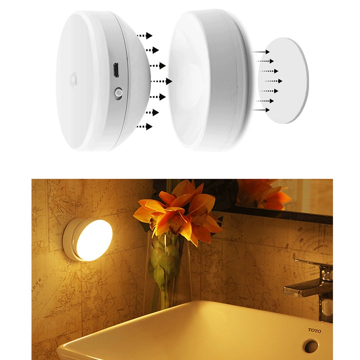 Đèn LED cảm ứng, cảm biến thông minh, Pin sạc, đế nam châm gắn tường xoay 360 Minh House