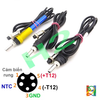 Tay hàn T12 GX12-5p cảm biến rung, dây silicon chịu nhiệt, dùng cho các trạm hàn T12