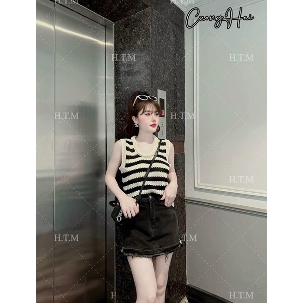 Áo ba lỗ nữ len dệt kim lỗ QC 3 màu hot hit