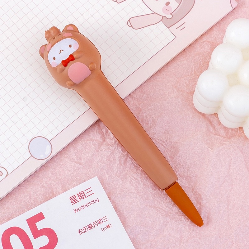 Bút Gel Đen Xốp Mềm Hình Chuột Molang Giảm Căng Thẳng Khi Học Tập Mẫu Độc Lạ Dễ Thương [HÀNG CÓ SẴN]