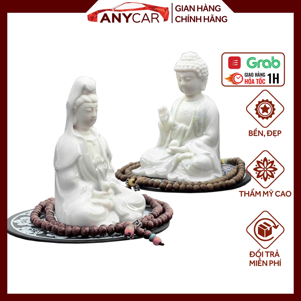 Tượng phật bà ngồi và phật tổ ngồi trang trí ô tô, xe hơi, nhà cửa văn phòng bằng gốm sứ cao cấp
