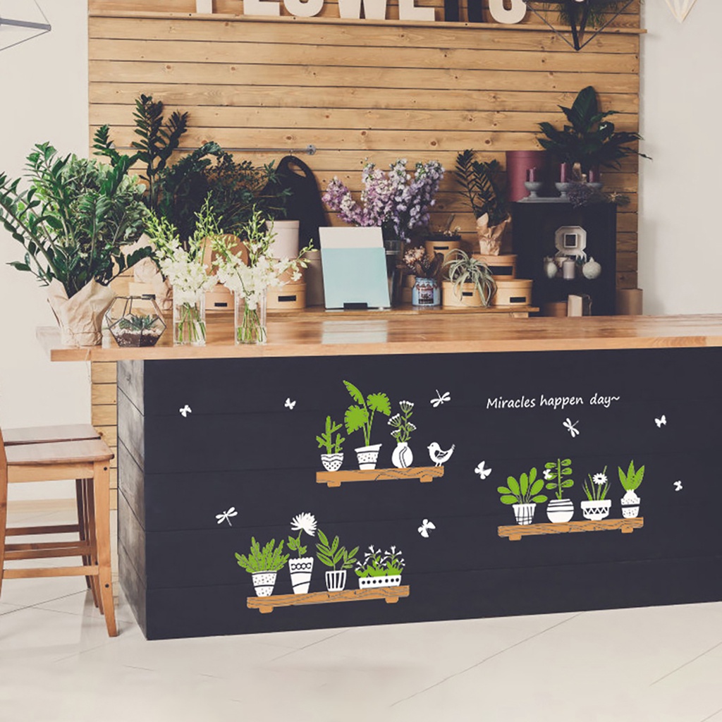 Nhãn dán tường PVC tự dính họa tiết cây cảnh độc đáo