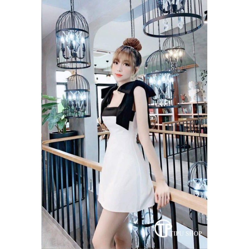 Đầm nơ vai chữ A tiểu thư