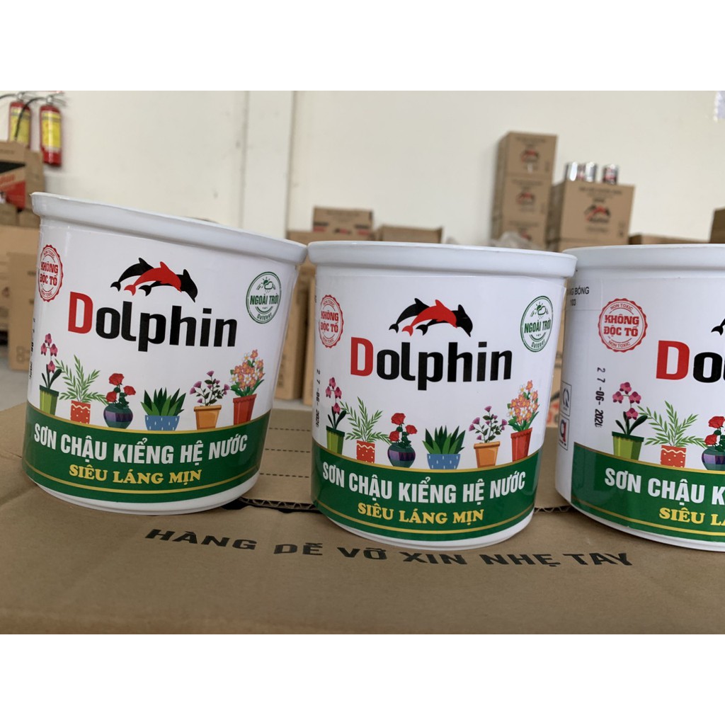 Sơn chậu hệ nước Dolphin màu đỏ chu (Lon 1kg) - Sơn chậu kiểng dòng kinh tế "siêu láng mịn"