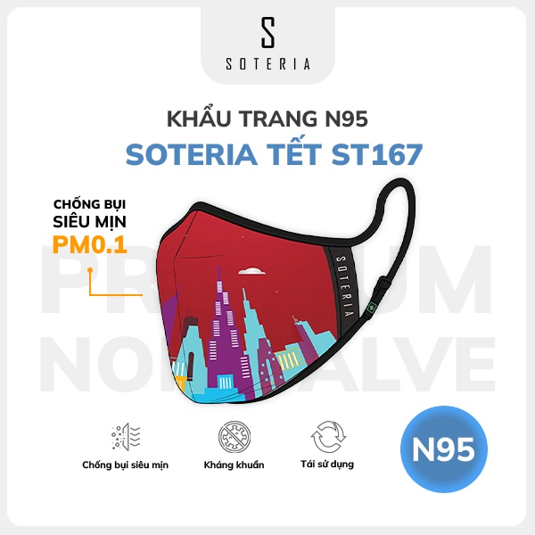 Khẩu trang thời trang Soteria Tết ST167 - N95 lọc 99% bụi mịn 0.1 micro - Size S,M,L