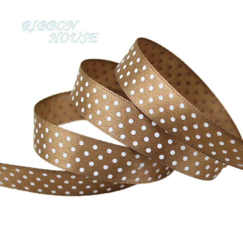 Cuộn Dây Ruy Băng Họa Tiết Chấm Bi 25 Yards/Cu 15mm Dùng Để Trang Trí Gói Quà