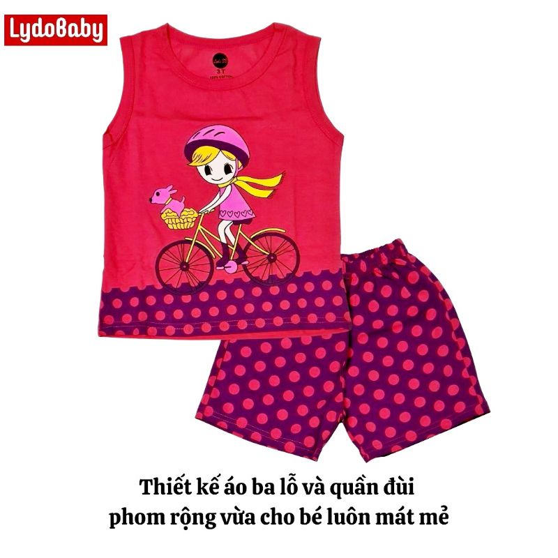 Quần áo trẻ em LYDO BB còn size 3, 8, 9, 10 bộ ba lỗ cho bé gái chất thun 100% cotton co giãn 4 chiều thoáng mát